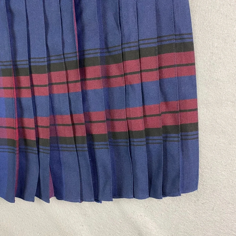 Brooks Brothers Womens Skirt Size 8 Contrast plaid Pleated Midi zip
